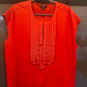 J. Crew Vibrant burnt orange/ rust Pleated Blouse